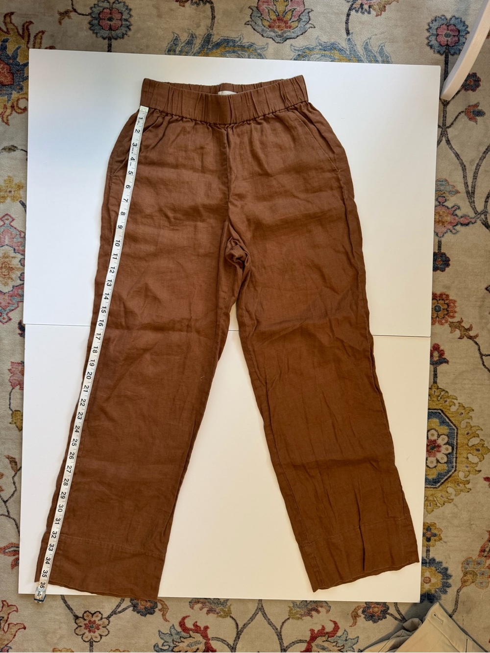 Everlane Rust Brown Elastic Waist Linen Pants
